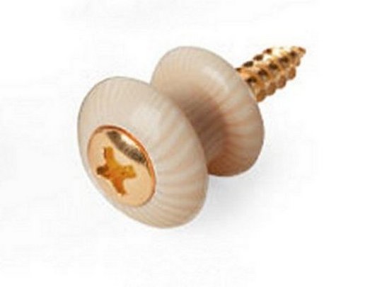 Strap button, ivoroid, gold screw