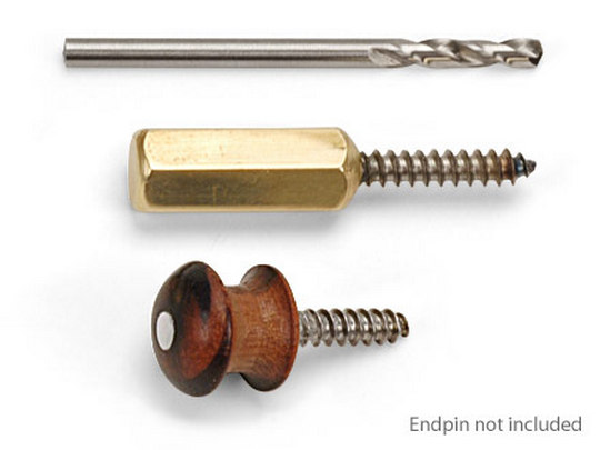 Strap button drill bit and installation tool